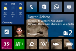 Windows Phone 8.1 start screen