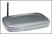 The NetGear MR814 - it's silver with a black thingy sticking out the top