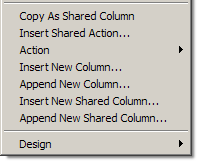 Shared column actions