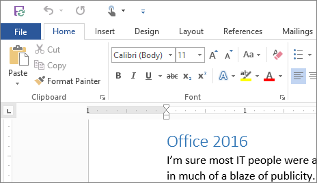 Word 2016 in white